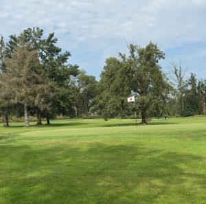 Rasche MRT-Diagnostik – schneller wieder schmerzfrei Golf spielen! Dr. med Yvonne Grimm und Dr. med Peter R. Köck haben gemeinsam mit ihren Kollegen eine spezielle Golfer-Sprechstunde an ihren zwei Standorten in München eingerichtet. Golfplatz mit grün und Fahne und großen Bäumemn