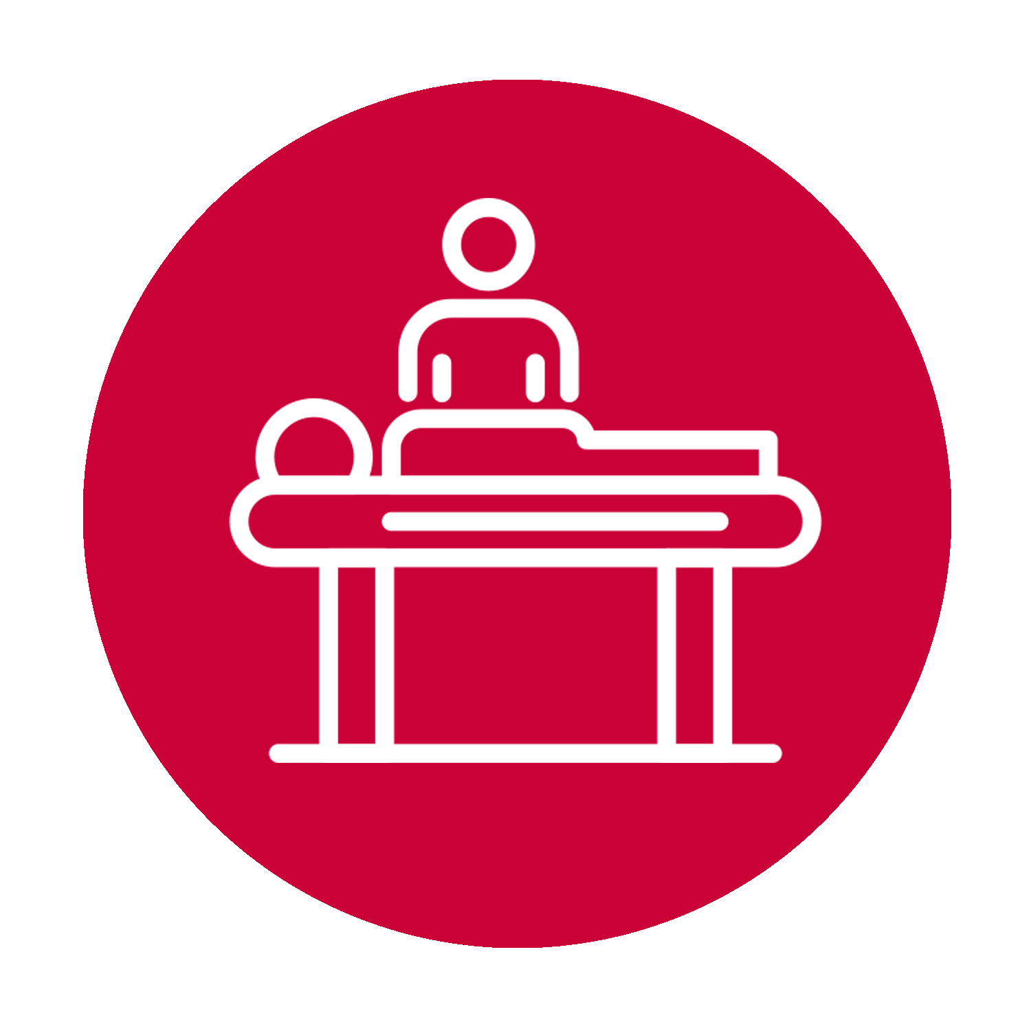 Die Grafik zeigt den Ablauf einer Knochendichtemessung: Bequeme Lagerung auf der Untersuchungsliege