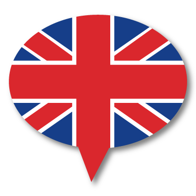 Englische Sprachflagge für den CheckIn bei der Radiologie München Süd West